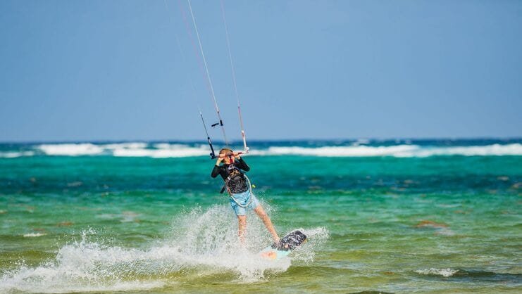 picture of boy kitesurfing